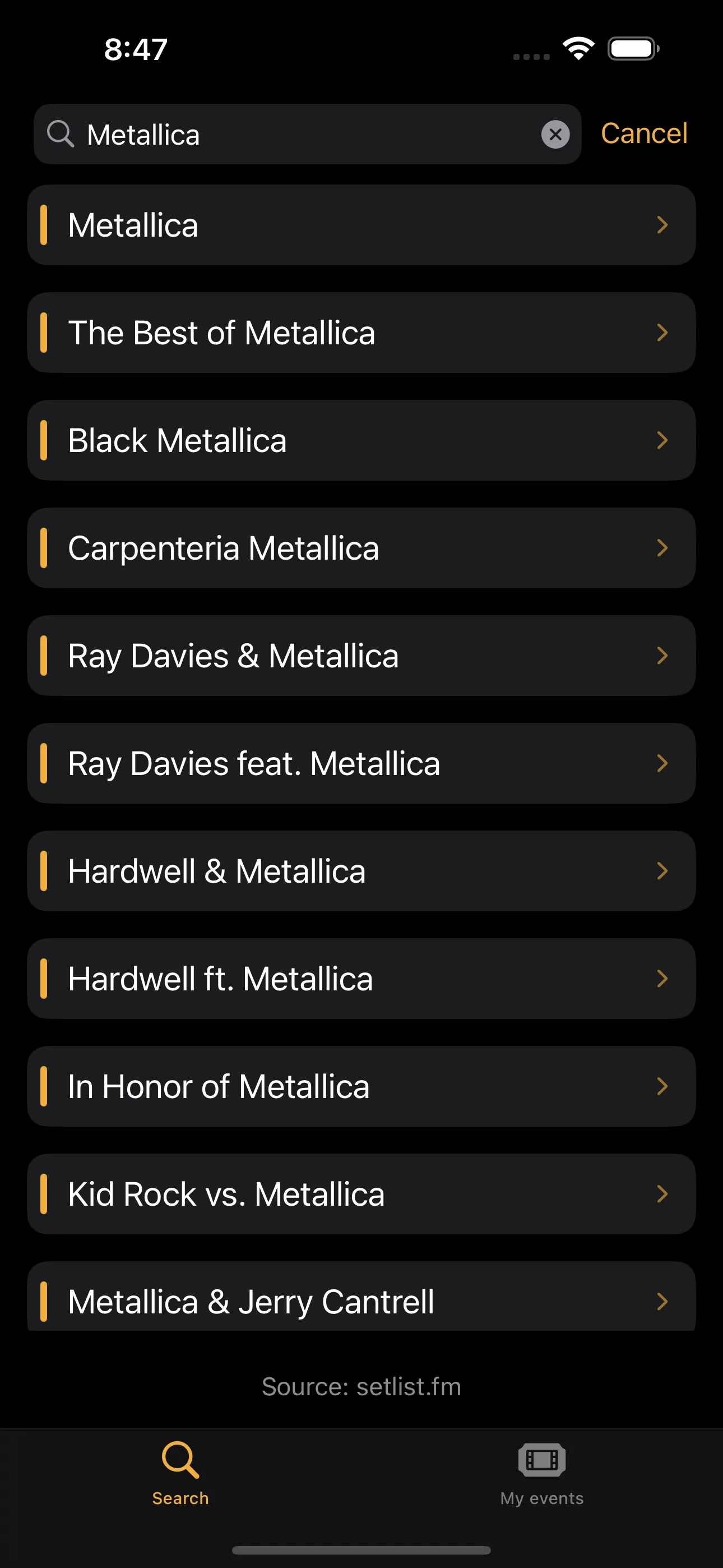 Livesick — Artist search
