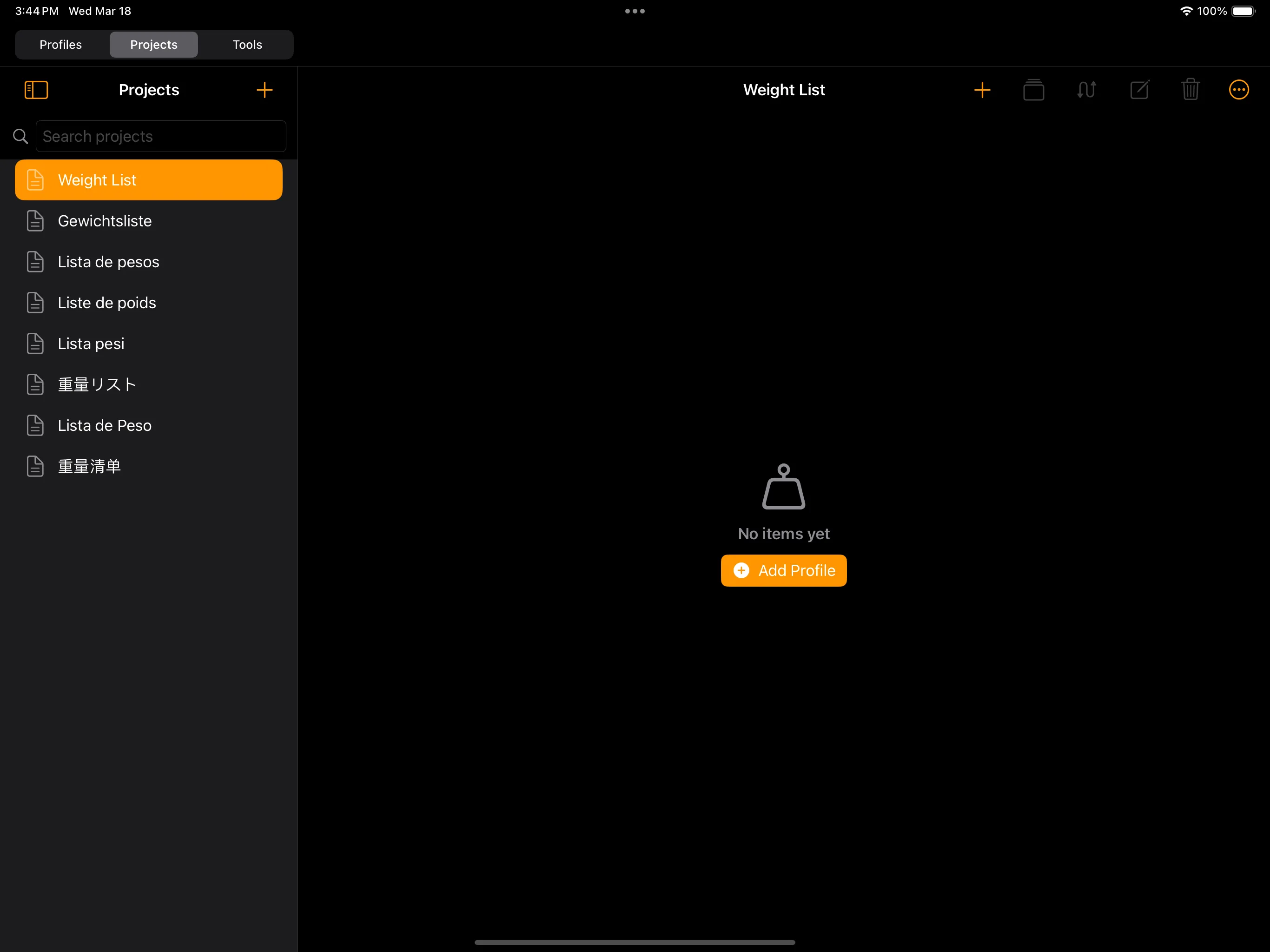 Steel Profiles — iPad weight list
