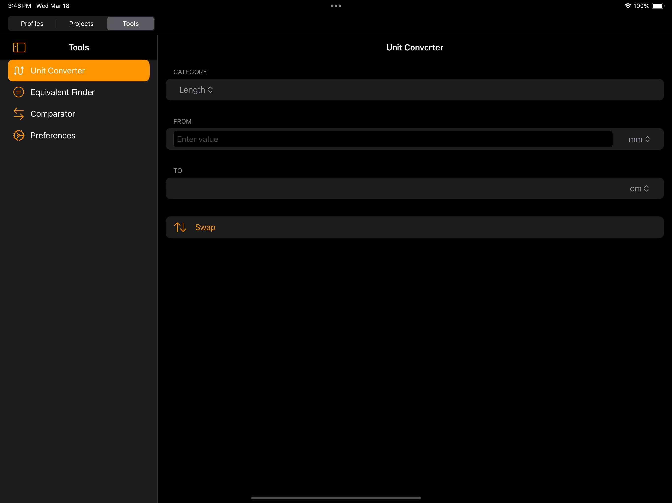 Steel Profiles — iPad unit converter