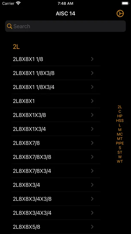 Steel Profiles Free — Shape list with search