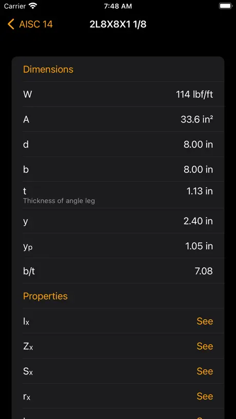 Steel Profiles Free — Shape properties