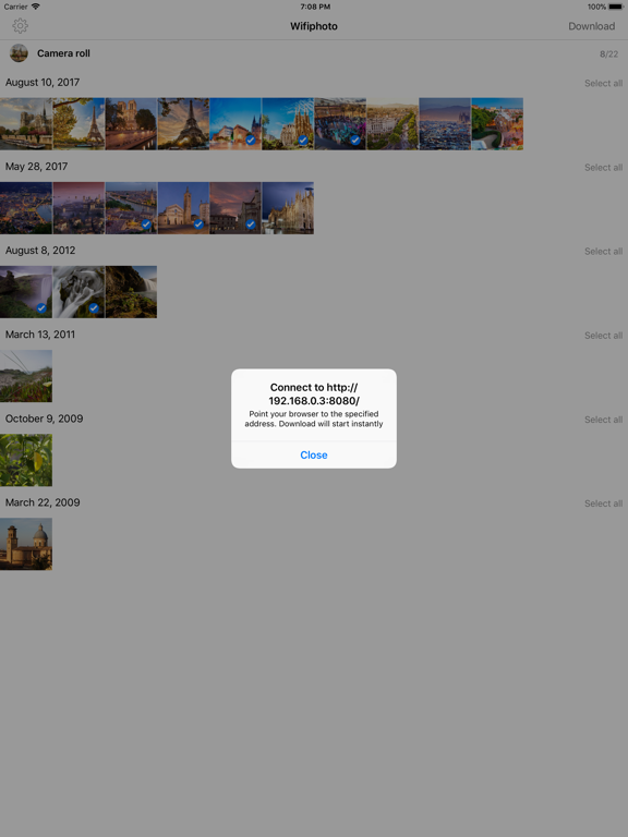 WiFiPhoto — iPad settings