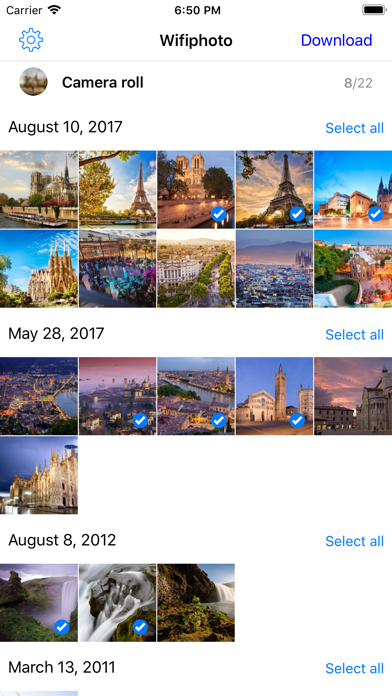 WiFiPhoto — Transfer screen